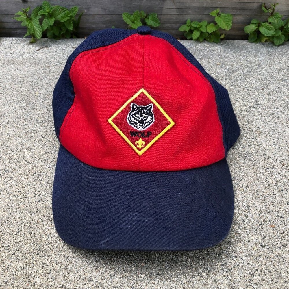 WOLF Color Panel Baseball Hat Men's Blue Adjustable Cap Patch​​​​